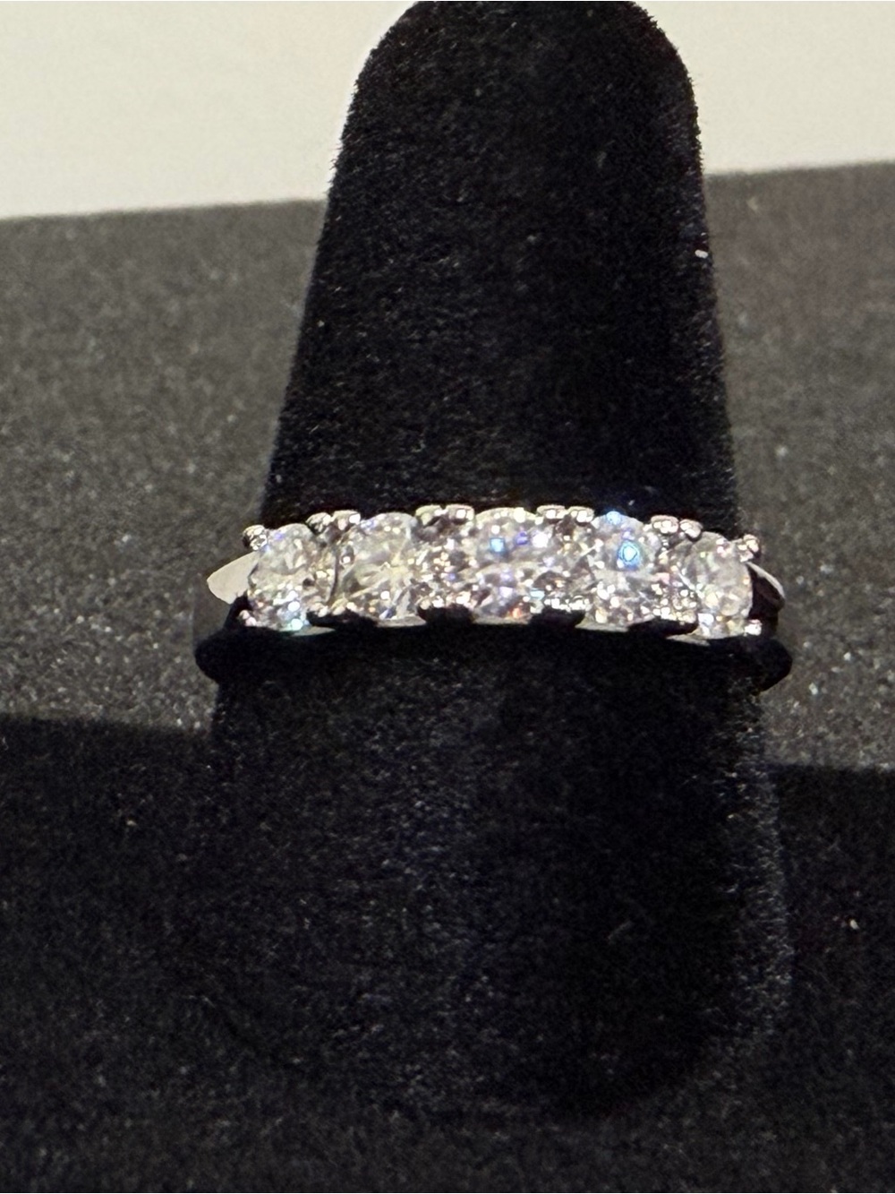 Classic White Moissanite White Gold Plated  5-Stone Band